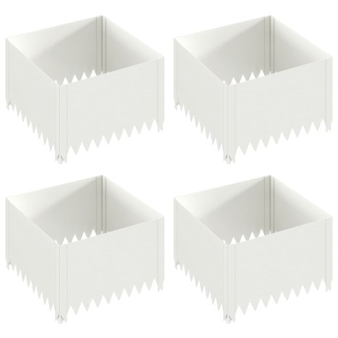 VidaXL Krawężnik do trawnika 4 szt. 60 x 60 x 35 cm Stal Biały
