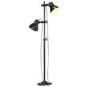 VidaXL Lampa podłogowa z 2 kloszami, czarna, E27, żeliwo