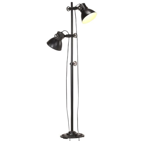 VidaXL Lampa podłogowa z 2 kloszami, czarna, E27, żeliwo