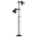VidaXL Lampa podłogowa z 2 kloszami, czarna, E27, żeliwo