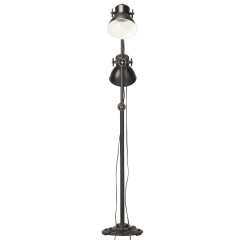 VidaXL Lampa podłogowa z 2 kloszami, czarna, E27, żeliwo
