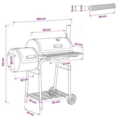VidaXL Grill na świeżym powietrzu 103 x 60 x 113 cm Stal Czarny