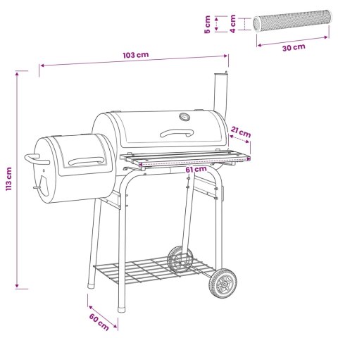 VidaXL Grill na świeżym powietrzu 103 x 60 x 113 cm Stal Czarny