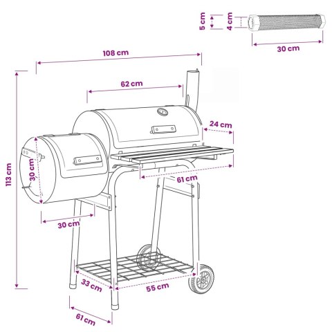 VidaXL Grill na świeżym powietrzu 103 x 60 x 113 cm Stal Czarny