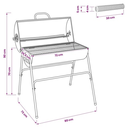 VidaXL Grill na świeżym powietrzu 3 szt. 80 x 73 x 90 cm Metal Czarny