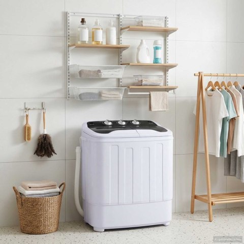 VidaXL Mini pralka z podwójnym bębnem 3,6 kg Czarny i Biały