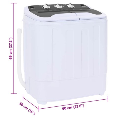 VidaXL Mini pralka z podwójnym bębnem 3,6 kg Czarny i Biały