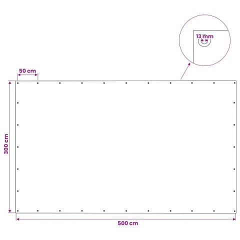 VidaXL Plandeka z oczkami zielony 3 x 5 m 140 gsm PE