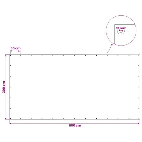 VidaXL Plandeka z oczkami zielony 3 x 6 m 140 gsm PE