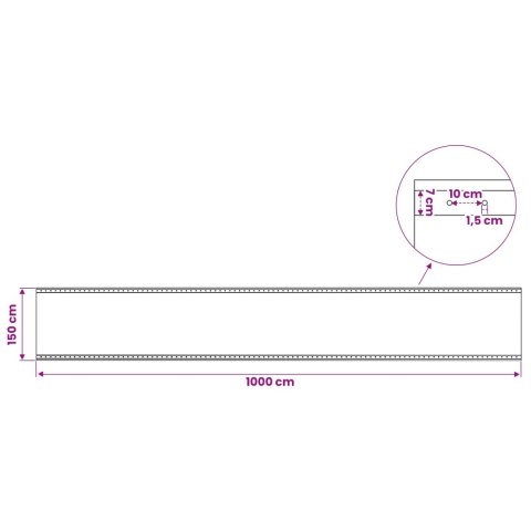 VidaXL Plandeka z oczkami zielony 1,5 x 10 m 260 gsm PE
