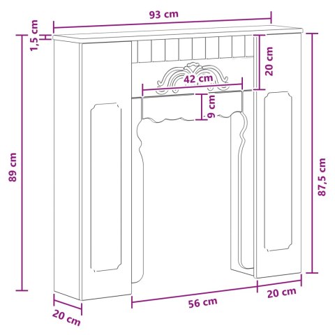 VidaXL Obudowa kominka Biały wysoki połysk 93 x 20 x 89 cm