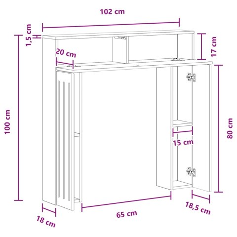 VidaXL Obudowa kominka Stare drewno 102 x 18 x 100,5 cm