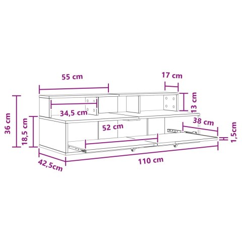 VidaXL Biurko studyjne Betonowy szary 110 x 42,5 x 36 cm