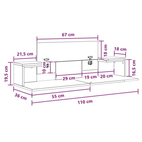 VidaXL Biurko studyjne Sonoma 110 x 36 x 19,5 cm Drewno inżynieryjne