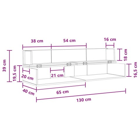 VidaXL Biurko studyjne Stare drewno 130 x 40 x 19,5 cm