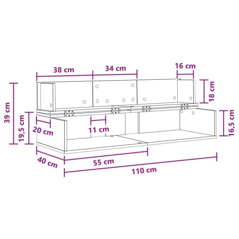 VidaXL Biurko studyjne dąb Sonoma 110 x 40 x 19,5 cm