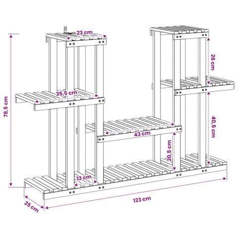 VidaXL Stojak na rośliny Biały 123 x 25 x 78,5 cm Lite Drewno Akacji