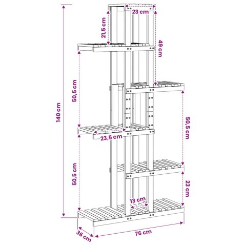 VidaXL Stojak na rośliny Biały 68 x 23,5 x 140 cm Lite Drewno Akacji