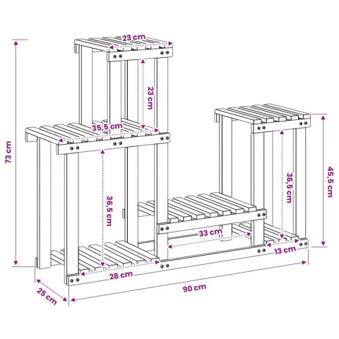 VidaXL Stojak na rośliny Biały 90 x 25 x 73 cm Lite Drewno Akacji