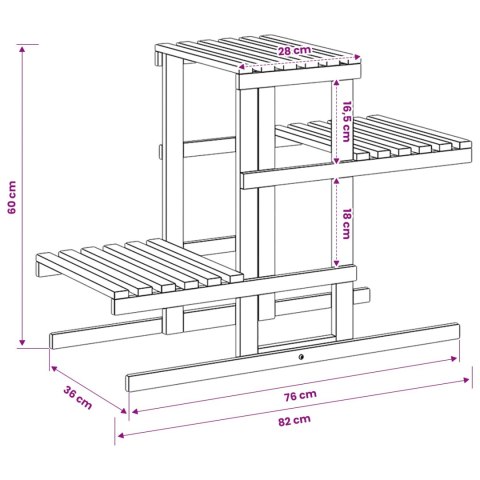 VidaXL Stojak na rośliny naturalny 82 x 36 x 60 cm Lite Drewno Akacji