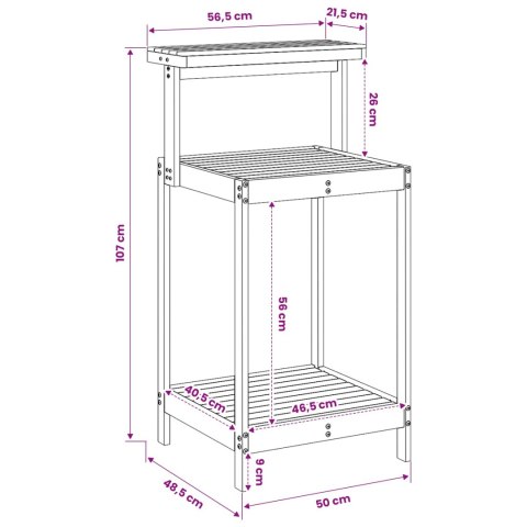 VidaXL Zewnętrzny stół do przesadzania 56,5 x 48,5 x 107 cm Biały