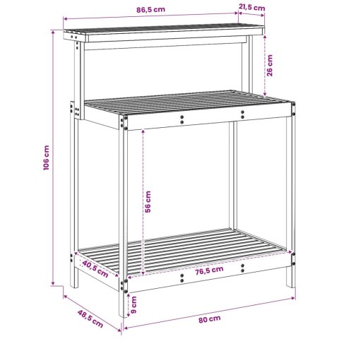 VidaXL Zewnętrzny stół do przesadzania 86,5 x 48,5 x 106 cm Biały