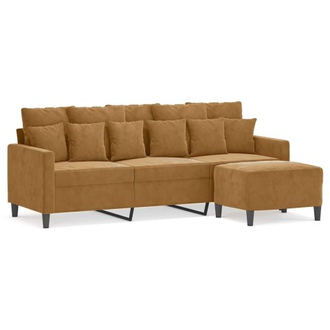VidaXL 3-osobowa sofa z podnóżkiem, brązowy, 180 cm, aksamit