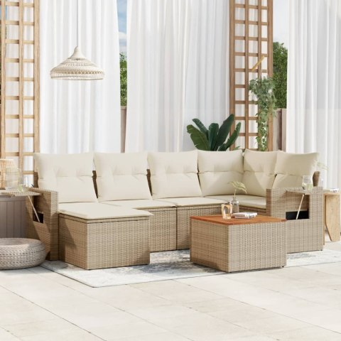 VidaXL 7-cz. zestaw wypoczynkowy do ogrodu, z poduszkami, beżowy