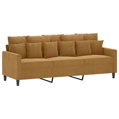 VidaXL Sofa 3-osobowa, brązowa, 180 cm, tapicerowana aksamitem