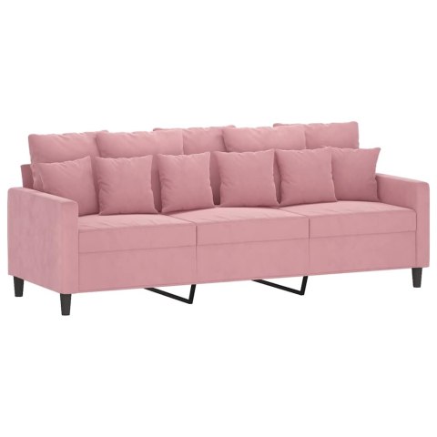 VidaXL Sofa 3-osobowa, różowa, 180 cm, obita aksamitem