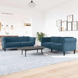 VidaXL 2 cz. komplet wypoczynkowy, niebieski, aksamitny