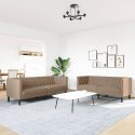 VidaXL 2-cz. zestaw wypoczynkowy Chesterfield, cappuccino, ekoskóra