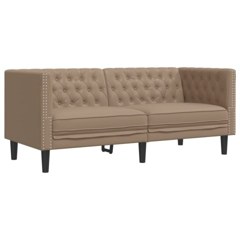 VidaXL 2-cz. zestaw wypoczynkowy Chesterfield, cappuccino, ekoskóra