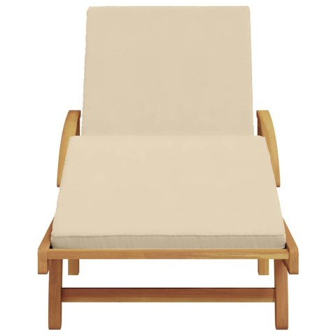 VidaXL Leżak Beżowy 200 x 67 x 84 cm Lite Drewno Akacji