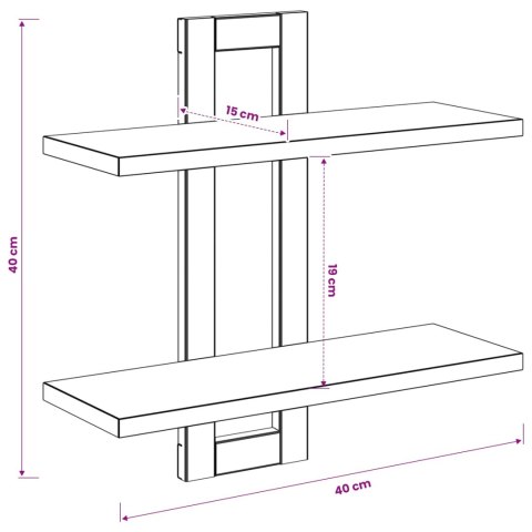 VidaXL Półki wiszące dąb Sonoma 40 x 15 x 40 cm Drewno inżynieryjne