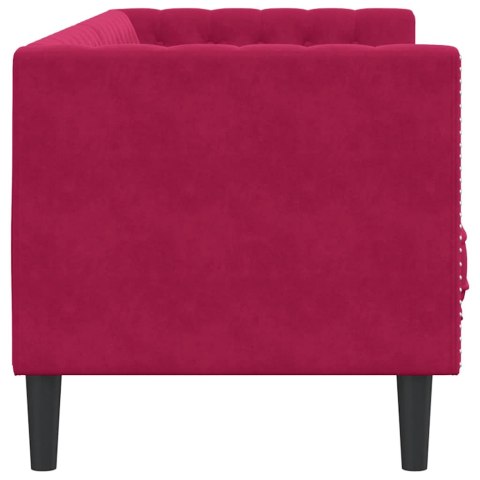 VidaXL Sofa Chesterfield z wałkami, trzyosobowa, bordowa, aksamit