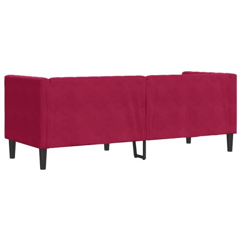 VidaXL Sofa Chesterfield z wałkami, trzyosobowa, bordowa, aksamit