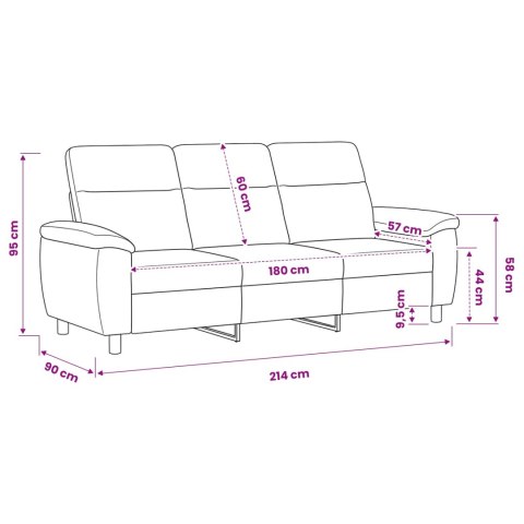 VidaXL Sofa brązowy 214 x 90 x 95 cm Skóra zamszowa