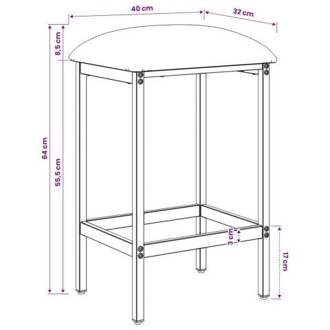 VidaXL Stołek barowy 2 szt. jasnoszary 40 x 32 x 64 cm