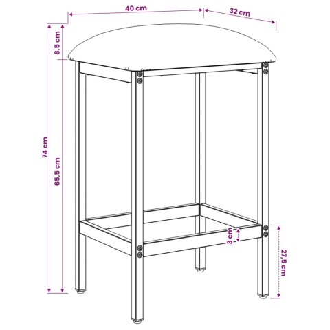 VidaXL Stołek barowy 2 szt. niebieski 40 x 32 x 74 cm