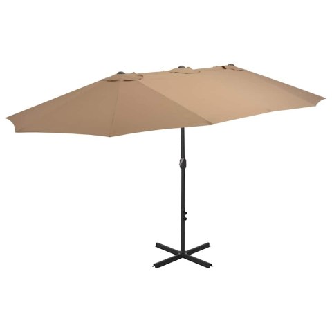 PARASOL OGRODOWY NA SŁUPKU ALUMINIOWYM 460X270CM TAUPE