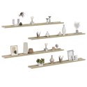 VidaXL Półki ścienne, 4 szt., biel i dąb sonoma, 115x9x3 cm