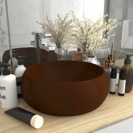 VidaXL Luksusowa, okrągła umywalka, matowy brąz, 40x15 cm, ceramiczna