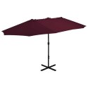 PARASOL OGRODOWY NA SŁUPKU ALUMINIOWYM 460X270CM BORDOWY
