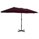 PARASOL OGRODOWY NA SŁUPKU ALUMINIOWYM 460X270CM BORDOWY