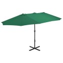 PARASOL OGRODOWY NA SŁUPKU ALUMINIOWYM 460X270CM ZIELONY
