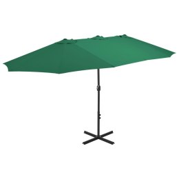 PARASOL OGRODOWY NA SŁUPKU ALUMINIOWYM 460X270CM ZIELONY