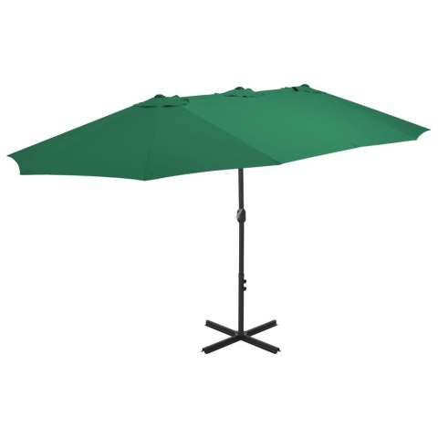PARASOL OGRODOWY NA SŁUPKU ALUMINIOWYM 460X270CM ZIELONY