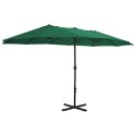 PARASOL OGRODOWY NA SŁUPKU ALUMINIOWYM 460X270CM ZIELONY