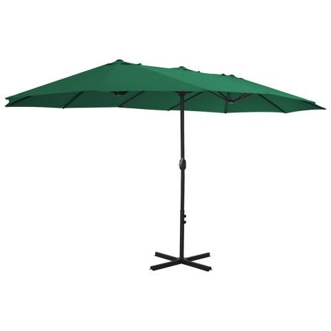 PARASOL OGRODOWY NA SŁUPKU ALUMINIOWYM 460X270CM ZIELONY
